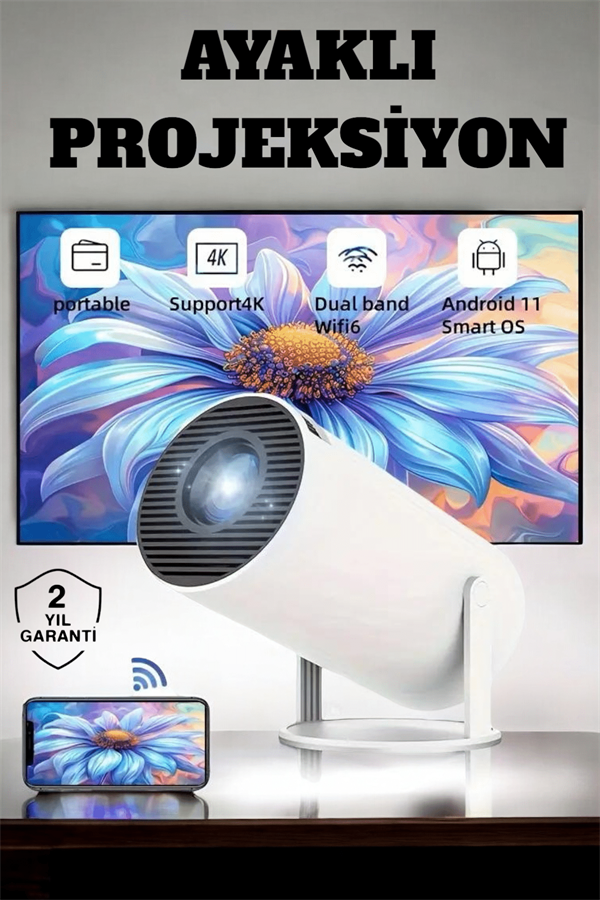 130 İnç Geniş Ekran ve 4K Destekli Full HD Projeksiyon Cihazı - Lisinya