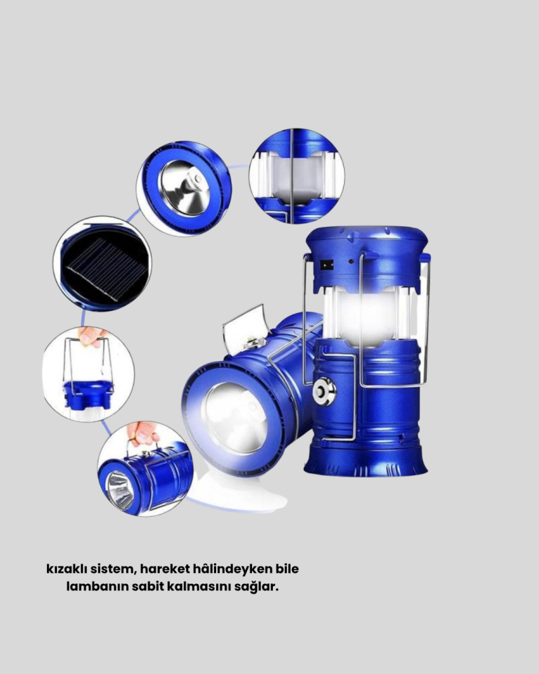 Güneş Enerjili Kamp Lambası Şarjlı Taşınabilir Kompakt Açık Hava Işığı - Lisinya