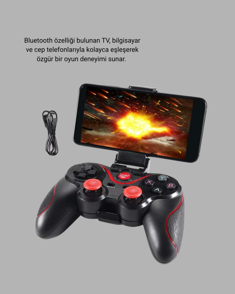 Kablosuz Bluetooth Oyun Kolu Mobil TV PC Uyumlu Ergonomik Tasarım - Lisinya