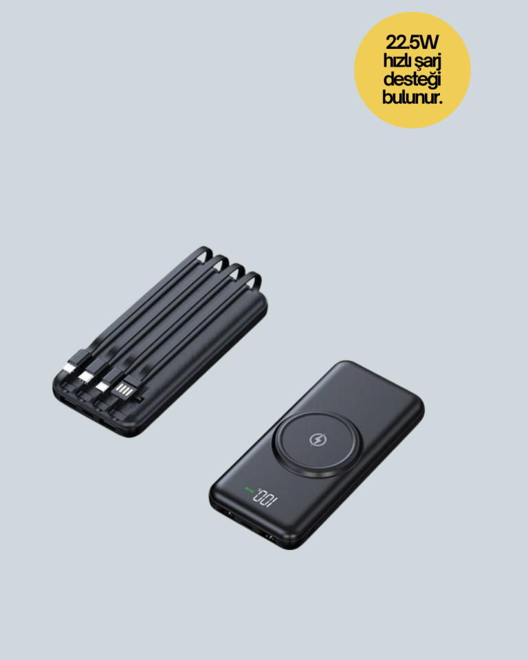 Çoklu Cihaz Uyumu ile Kablolu ve Kablosuz Şarj – Pratik Powerbank - Lisinya
