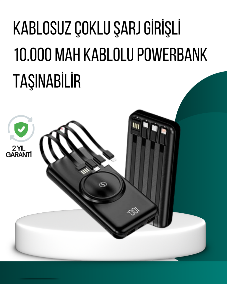 Kompakt Tasarım, Güçlü Performans – 10000mAh Kablosuz Powerbank - Lisinya