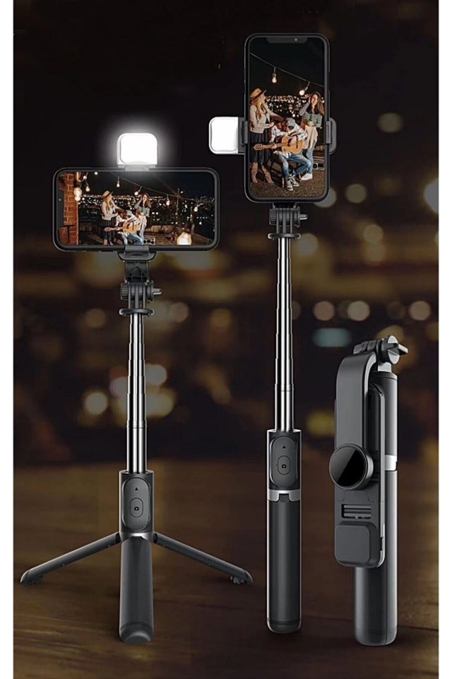 Led Işıklı Selfie Çubuğu Bluetooth Kumandalı Kablosuz Tripot Selfie Monopod Selfie Stick ( Lisinya )