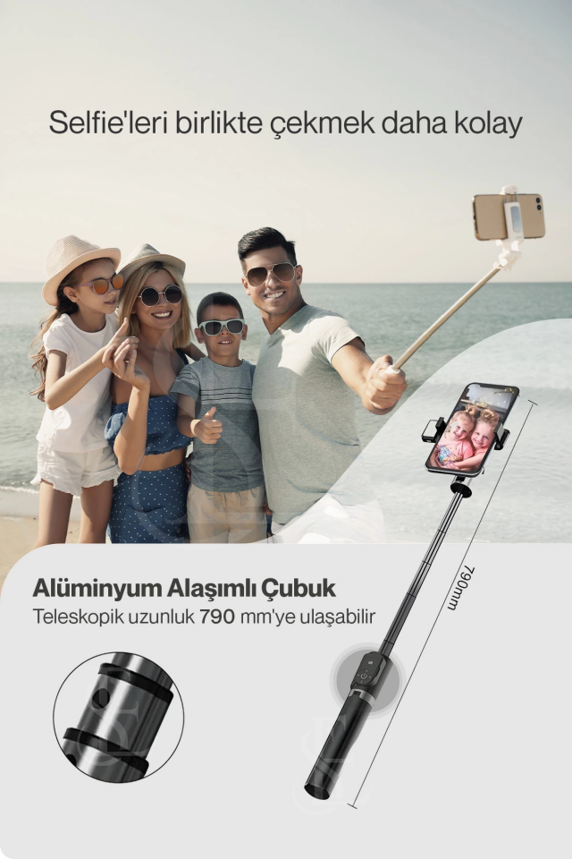 Led Işıklı Selfie Çubuğu Bluetooth Kumandalı Kablosuz Tripot Selfie Monopod Selfie Stick ( Lisinya )
