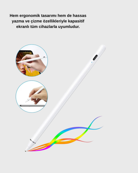 Type-C Şarjlı Dokunmatik Kalem – iPad, iPhone ve Android Uyumlu, Sessiz Çalışan - Lisinya