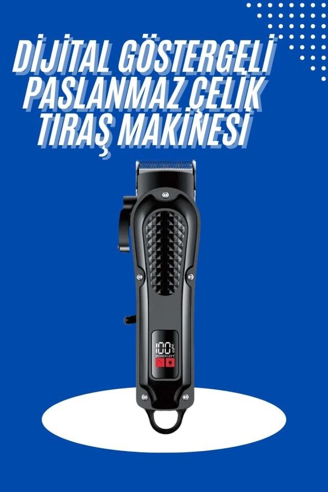Profesyonel Saç ve Sakal Tıraş Makinesi Dijital Göstergeli Şarjlı Uzun Ömürlü