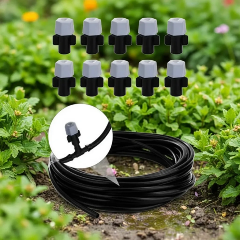 10 Metre Kendin Yap Açık Alan Serinletme Sistemi - Nozzle Başlıklı Bahçe ve Teras Nemlendirme Seti ( Lisinya )