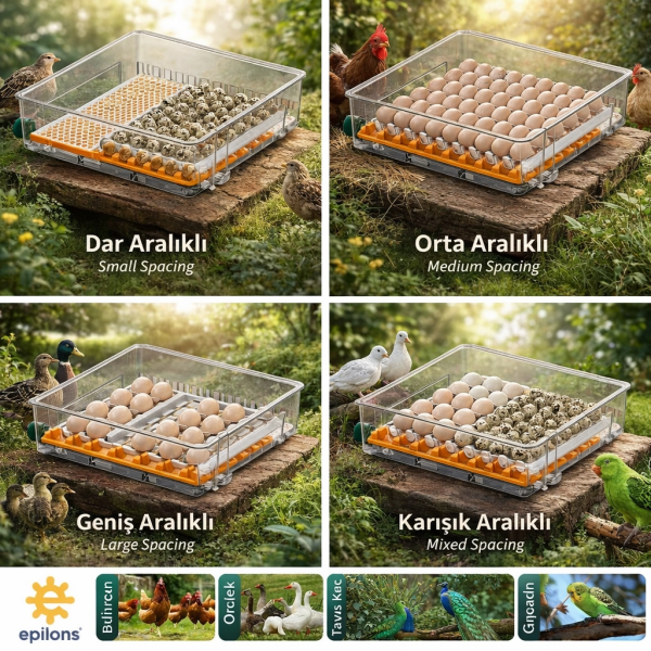 EP100 Kuluçka Makinesi Yeni Nesil Suluk Üstten Havalandırma Sistemli Tavuk Kaz Hindi ve Kuş Türleri İçin ( Lisinya )