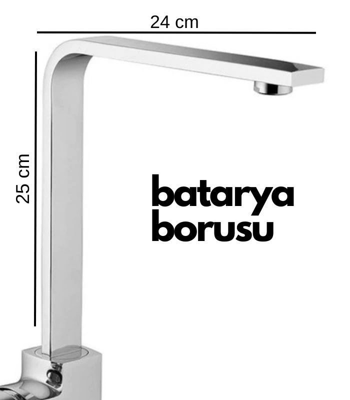 Krom Mutfak Evye Batarya İçin Köşeli Su Borusu Paslanmaz ve Eca Uyumlu 25x25 ( Lisinya )