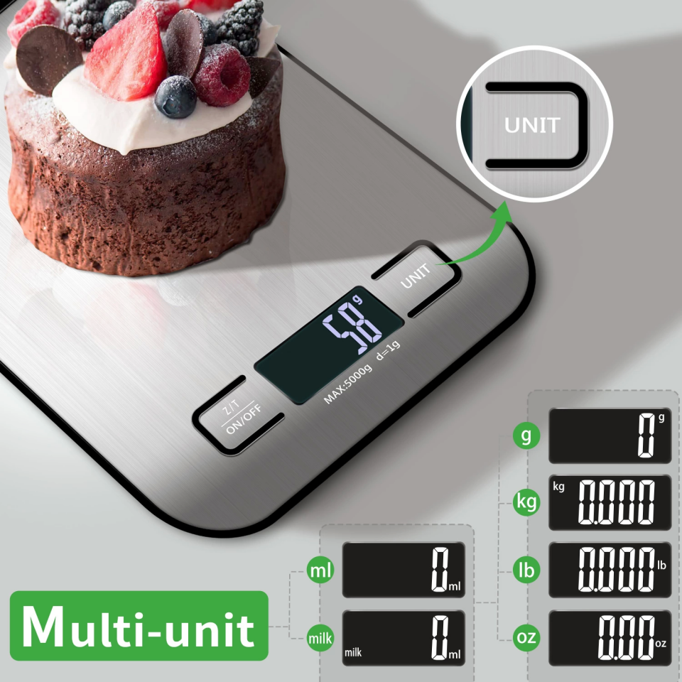 Dijital Mutfak Terazisi Paslanmaz Çelik Elektronik Lcd Ağırlık 5 Kg Ölçeklii Pişirme Ölçü Aleti ( Lisinya )