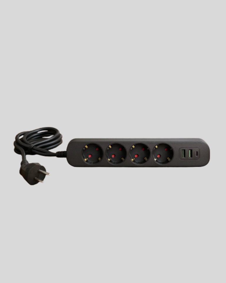 4 Priz 2 USB 1 Type-C Akım Korumalı Çoklu Priz Led Anahtarlı - Lisinya