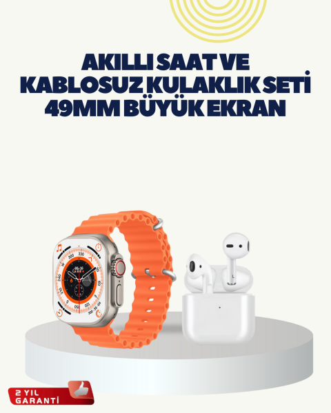 Watch 9 Max Akıllı Saat Kulaklık Seti Sağlık Takipli 45 mm Geniş Ekran - Lisinya