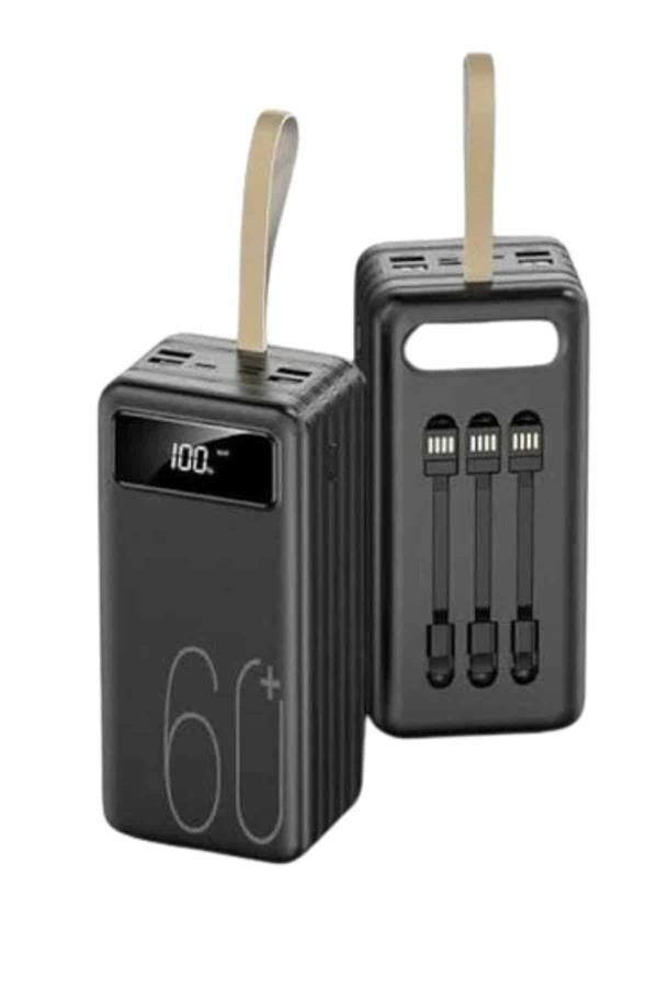 YamanHobi Çok Kablolu Powerbank LED Ekranlı 4 Cihaz Şarj Destekli Siyah