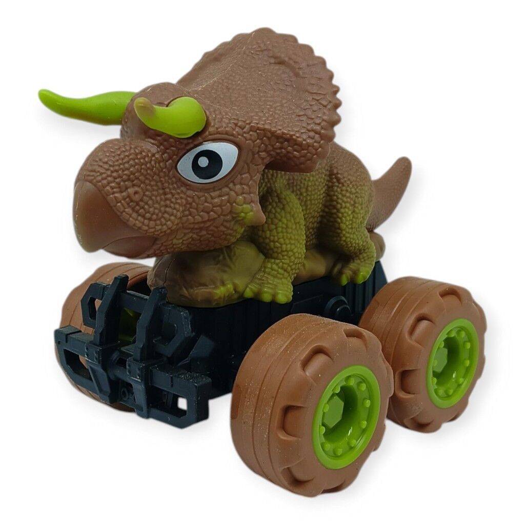 Sürtmeli Dinazor Arabalar 12 cm - H-20 - Triceraptors -Kahverengi (Lisinya)