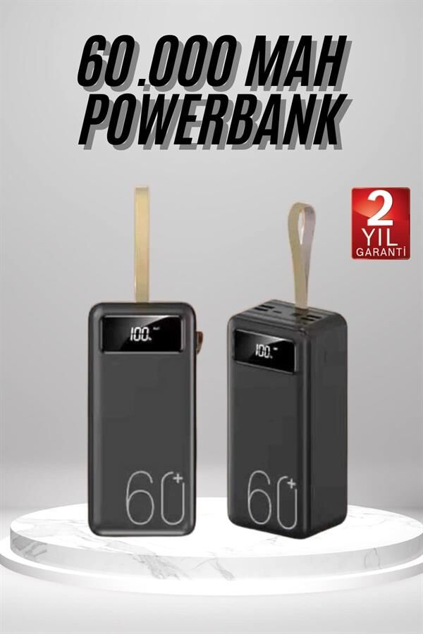 Powerbank 60.000 Mah Taşınabilir Şarj Hızlı El Fenerli Dijital Göstergeli - Lisinya