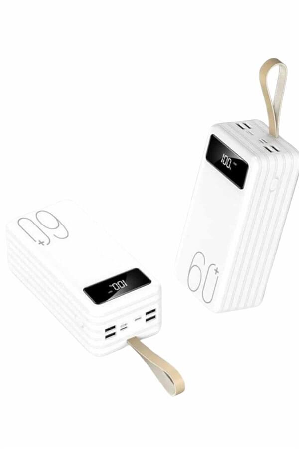 YamanHobi Çok Kablolu Powerbank LED Ekranlı 4 Cihaz Şarj Destekli Beyaz