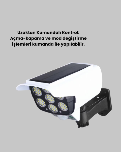 Solar Şarjlı Kamera Tasarımlı LED Duvar Lambası Hareket Sensörlü Dış Mekan Aydınlatma - Lisinya