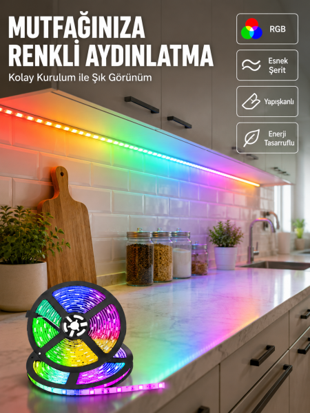 Kumandalı 5 Metre Şerit LED Dekoratif Aydınlatma - Lisinya