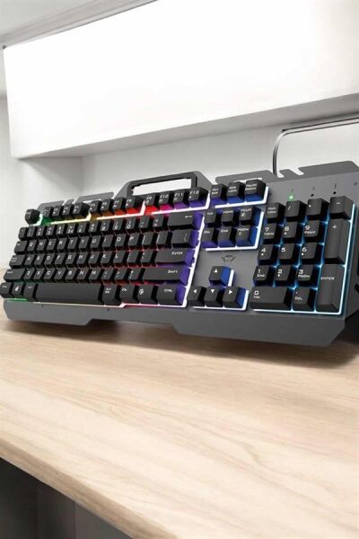 Q Klavye RGB Işıklı Klavye Ve Mouse Seti Kablolu Mouse Hediyeliş