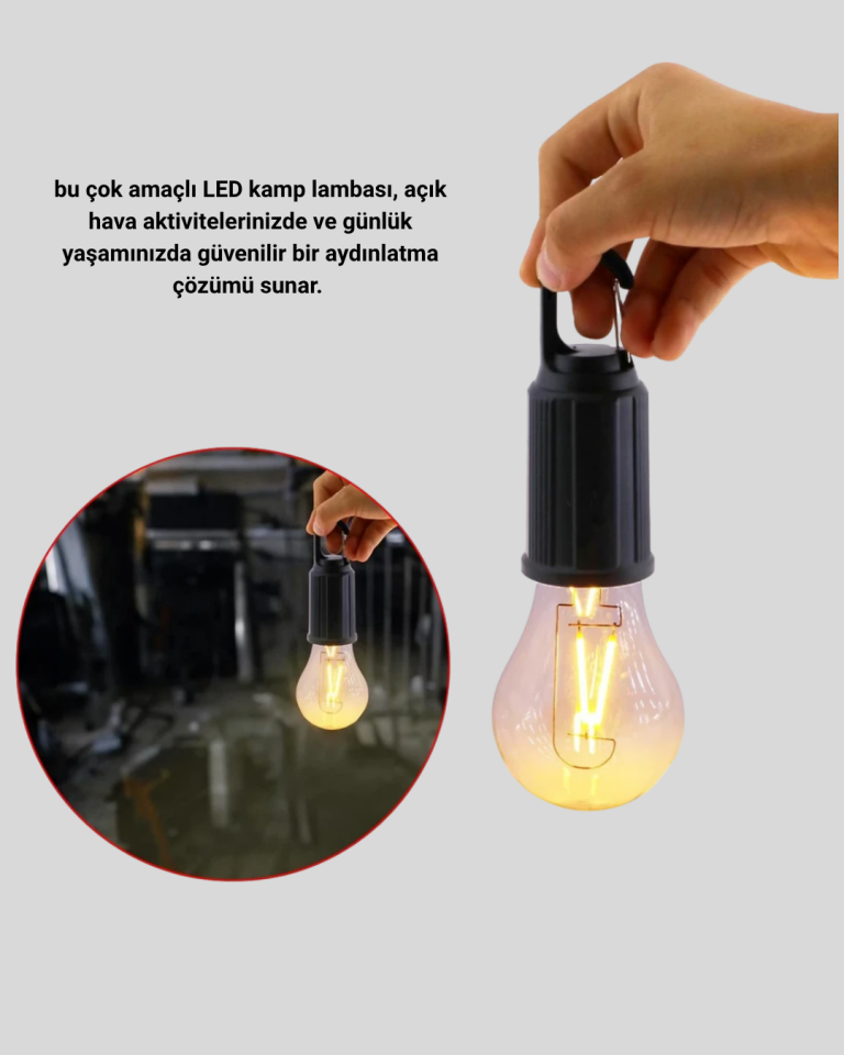 Type-C Şarjlı LED Kamp Lambası – Uzun Ömürlü Pil ve Yüksek Parlaklık - Lisinya