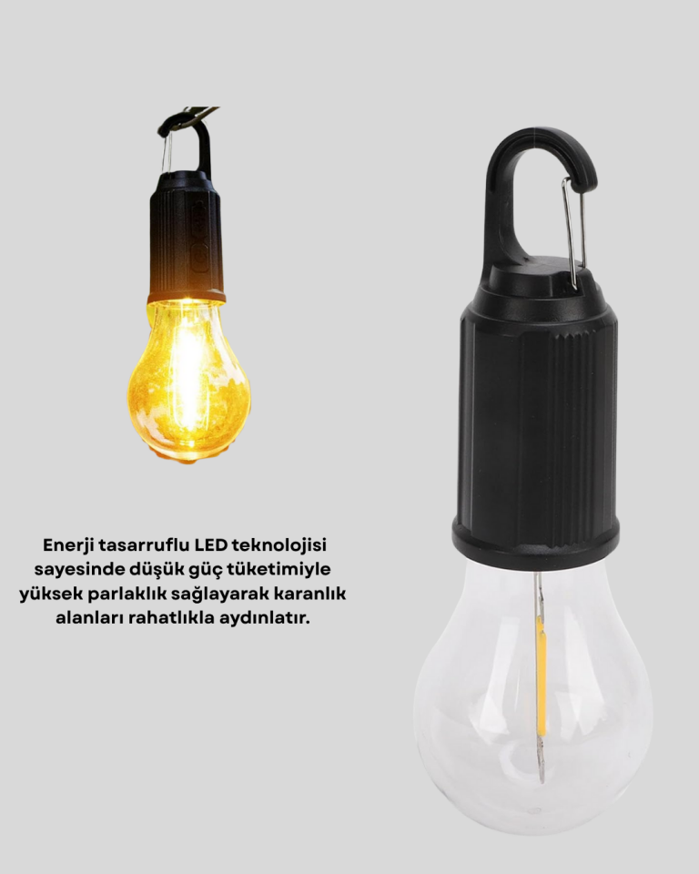 Taşınabilir Şarjlı LED Kamp Lambası – Type-C Girişli ve Kancalı Tasarım - Lisinya