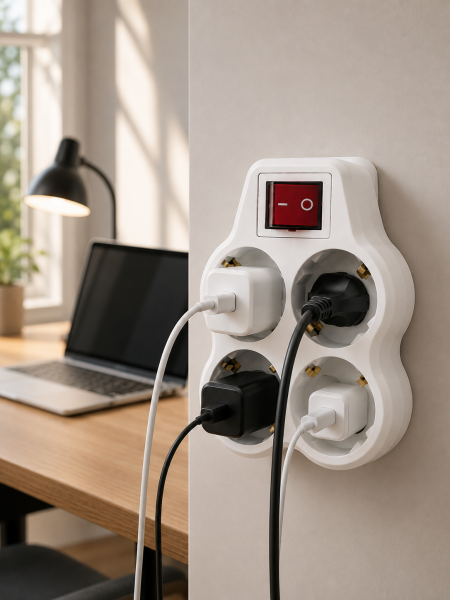 Anahtarlı 4’lü Priz Adaptörü Direkt Prize Takılan Kompakt Priz Çoklayıcı - Lisinya
