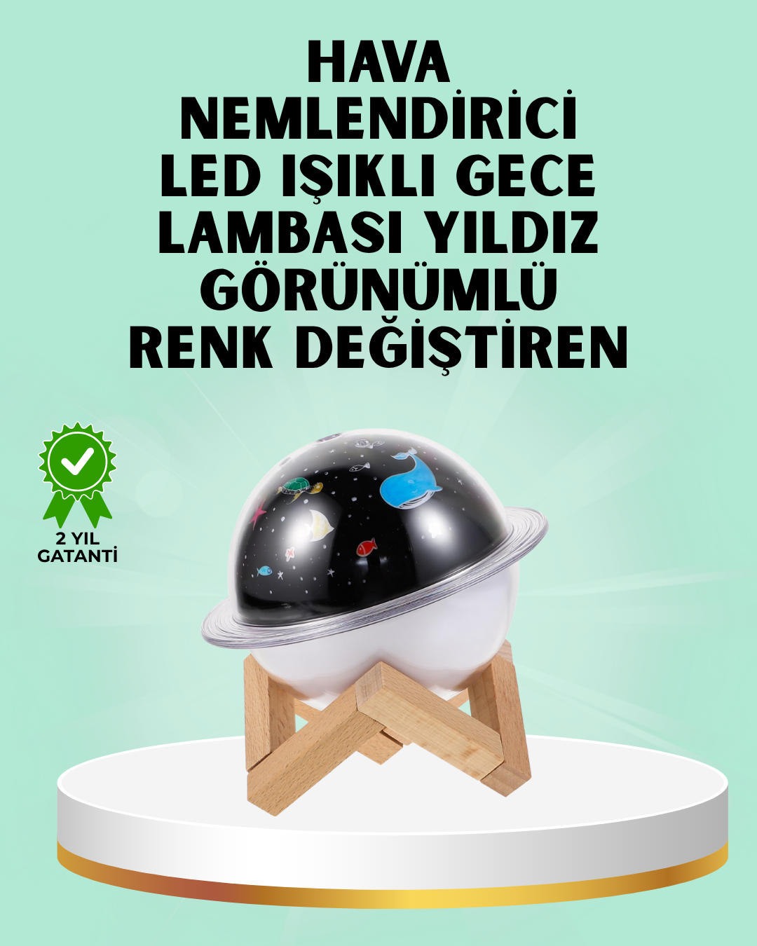 Projektör ışığı bulunan USB bağlantılı mini aromaterapi destekli hava nemlendirici - Lisinya