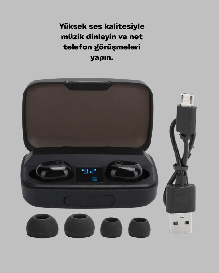 Dokunmatik Kontrollü ABS Malzemeli Bluetooth Kulaklık + Yüksek Kapasiteli Kutu - Lisinya