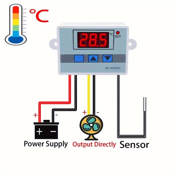 Dijital Termostat XH-W3002 LED Ekranlı Sıcaklık Kontrol Cihazı 220V ( Lisinya )