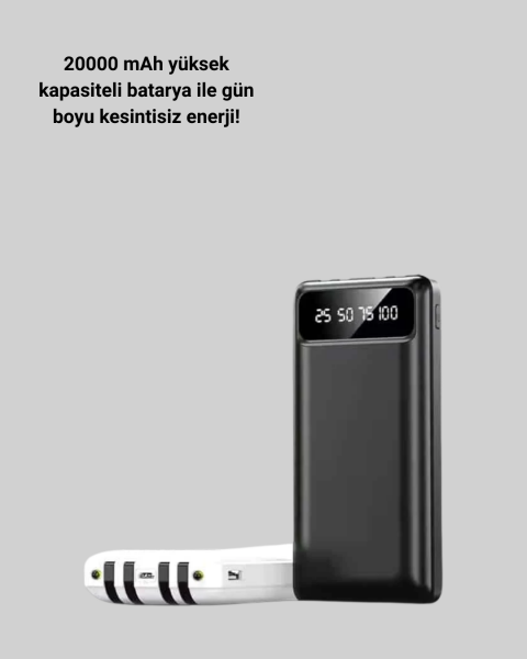 20.000mAh Taşınabilir Powerbank PD Teknolojili Çift USB Çıkışlı Yeni Nesil - Lisinya