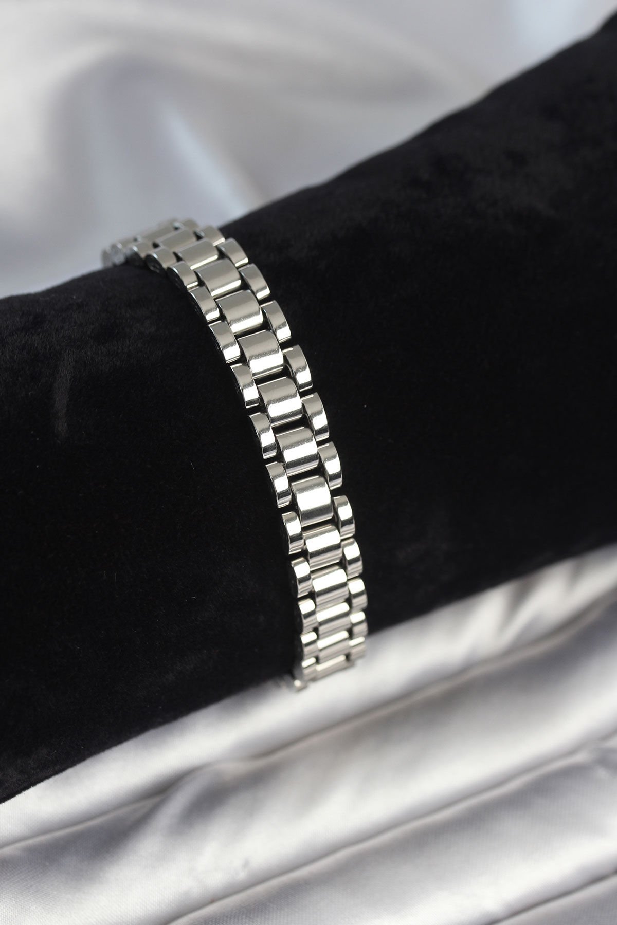316L Çelik Gümüş Renk 9 mm Kalınlık Erkek Bileklik - Lisinya