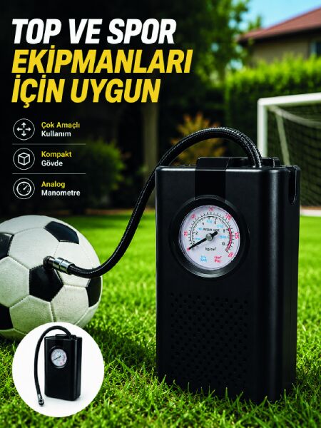 Çok Amaçlı Taşınabilir Hava Pompası Araç Bisiklet Top Lastik Şişirme Pompası - Lisinya