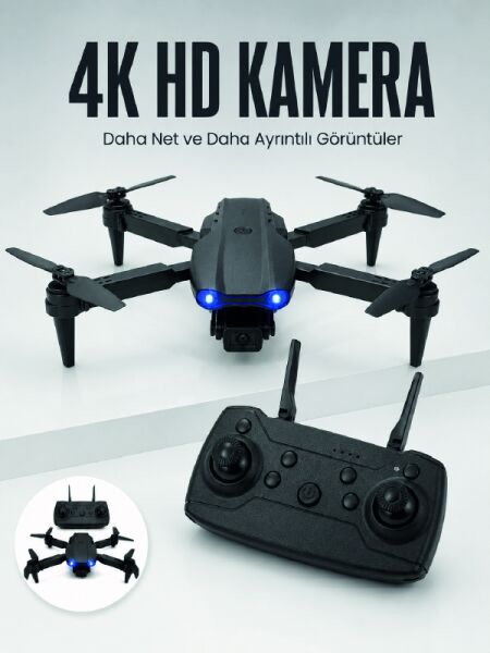 E99 Pro 4K HD Kameralı Katlanabilir Drone APP Kontrollü Uzaktan Kumandalı Mini Drone - Lisinya