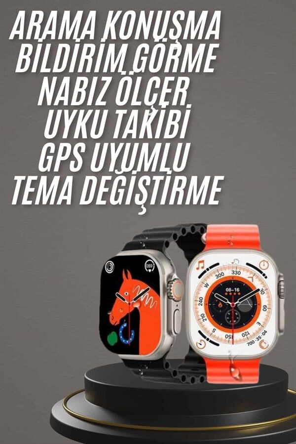 Yeni Model Akıllı Saat Ultra Smart Watch Gümüş Kasa 45mm Titreşim - Yamanhobi
