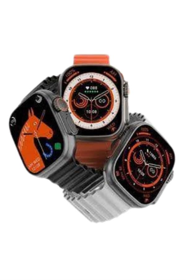 Yeni Model Akıllı Saat Ultra Smart Watch Gümüş Kasa 45mm Titreşim - Yamanhobi