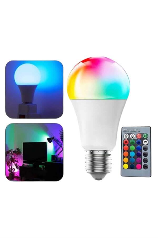 YamanHobi 10W E27 Renk Değiştiren LED Ampul Kumandalı 2000 Lümen