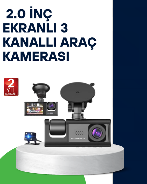 Üç Kameralı Araç Kamerası Full HD Gece Görüş  G-Sensör - Lisinya