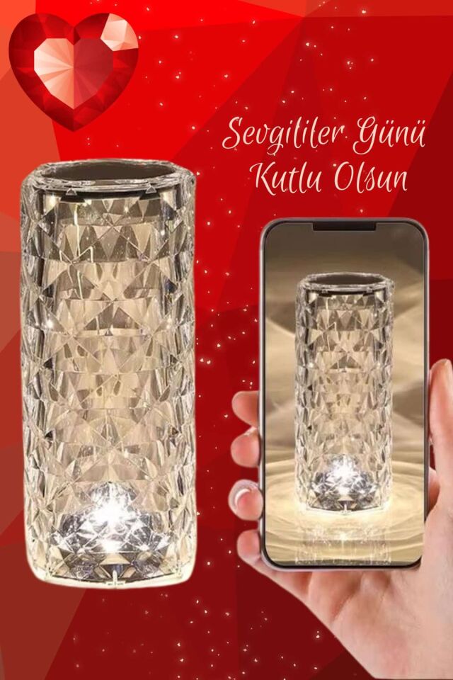 Sevgililer Gününe Özel Romantik Kristal Gece Lambası Sevgiliye Hediye - Lisinya
