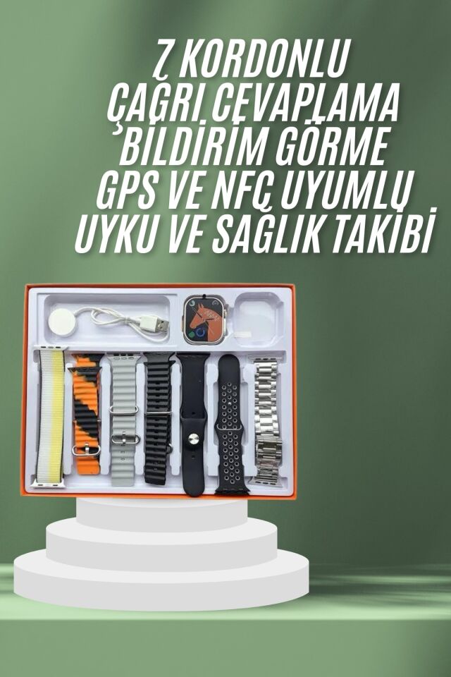 7 Kordonlu Akıllı Saat Plastik Kordon Hasır Kordon Çelik Kordon -Yamanhobi