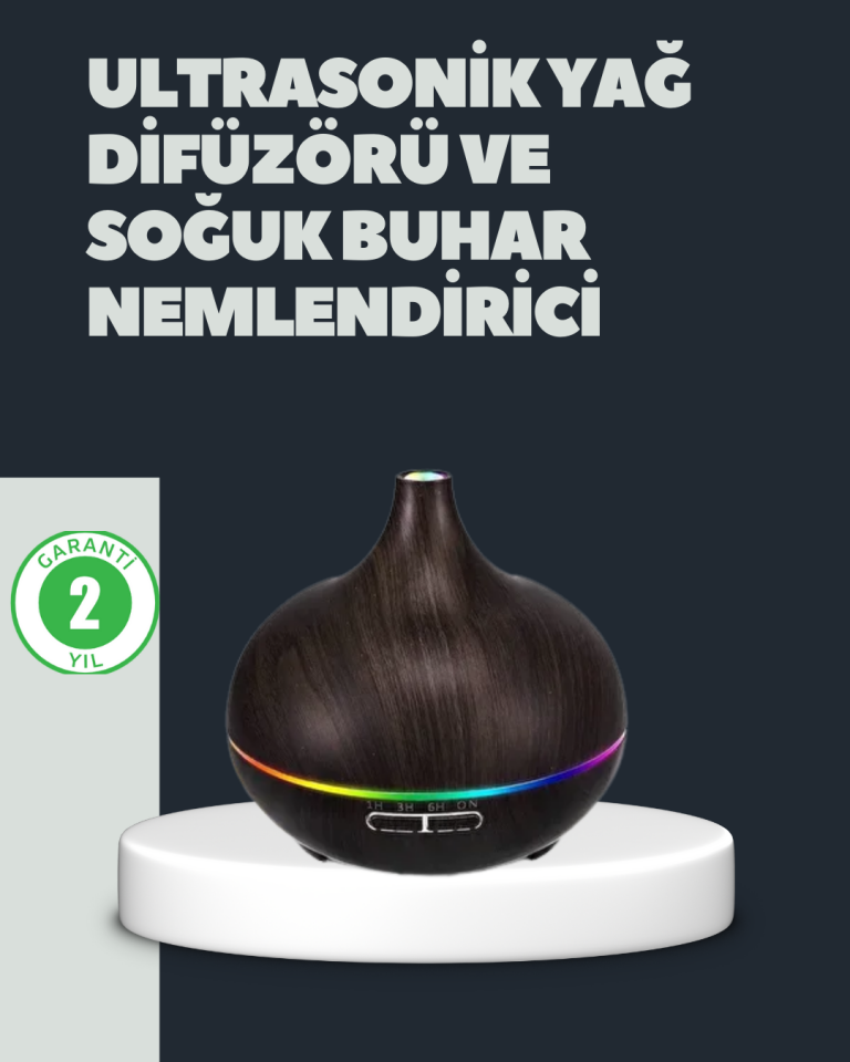 550ML Ultrasonik Hava Nemlendirici ve Aromaterapi Difüzörü - Lisinya