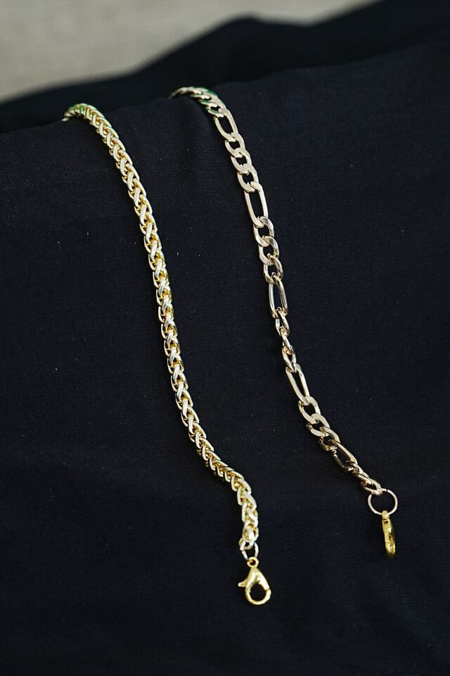 Kombin Bileklik Gold Renk Şavin ve Burgu Model