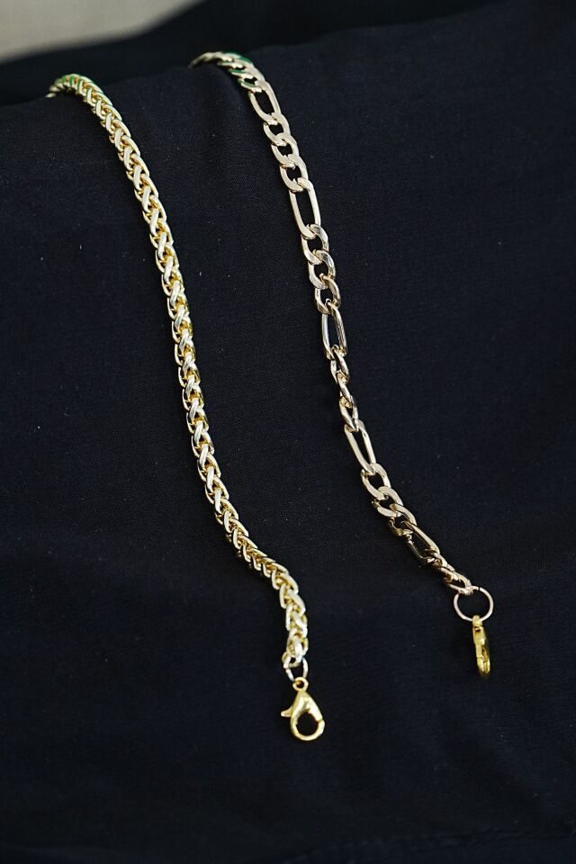 Kombin Bileklik Gold Renk Şavin ve Burgu Model