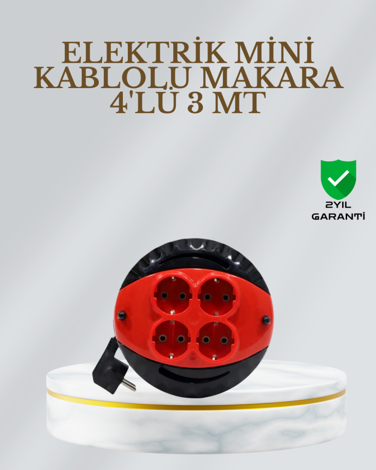 CE Belgeli 3 Metre 4’lü Kablolu Priz Makara - Lisinya
