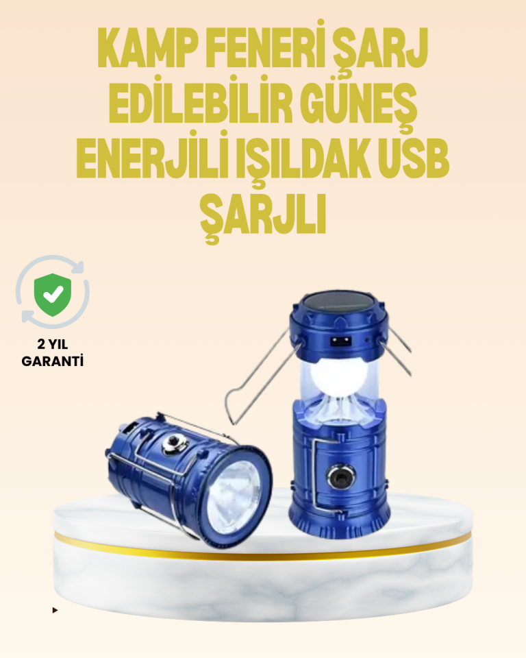 Katlanabilir USB Çıkışlı Kamp Feneri – Şarj Edilebilir, Dayanıklı ve Çok Fonksiyonlu - Lisinya