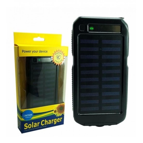 YamanHobi 15000 mAh Güneş Enerjili Powerbank LED Fenerli Taşınabilir Şarj Cihazı