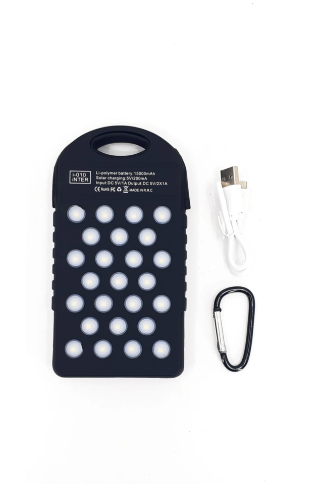 YamanHobi 15000 mAh Güneş Enerjili Powerbank LED Fenerli Taşınabilir Şarj Cihazı