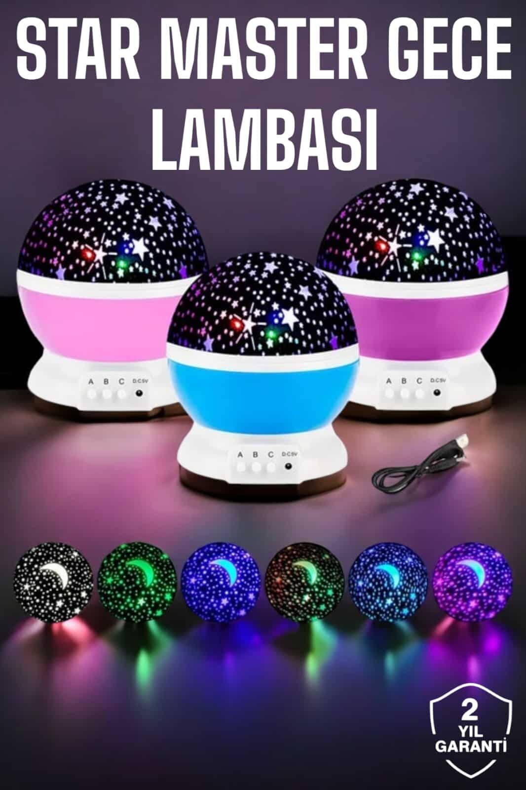 Mavi ve Mor Işıklı Projeksiyon Lambası - Lisinya