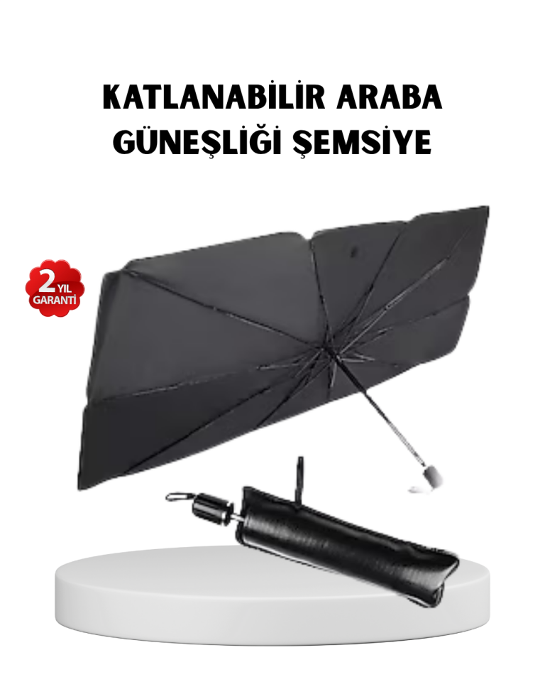 Katlanabilir Ön Cam Güneşliği Şemsiye – Her Araca Uygun Isı ve Işık Koruması - Lisinya