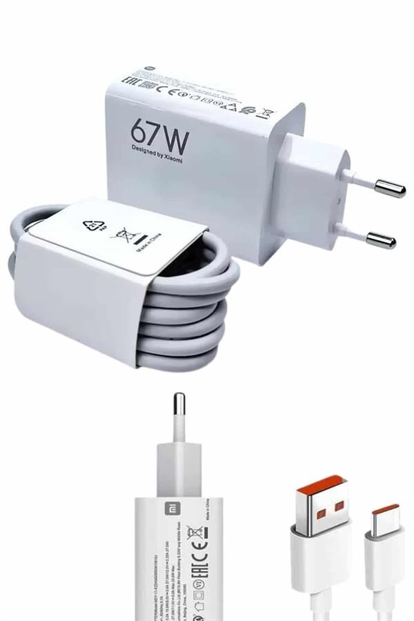 Beyaz Ultra Plus Hızlı Şarj Seti Şarj Adaptörü ve Kablosu 67W - Lisinya