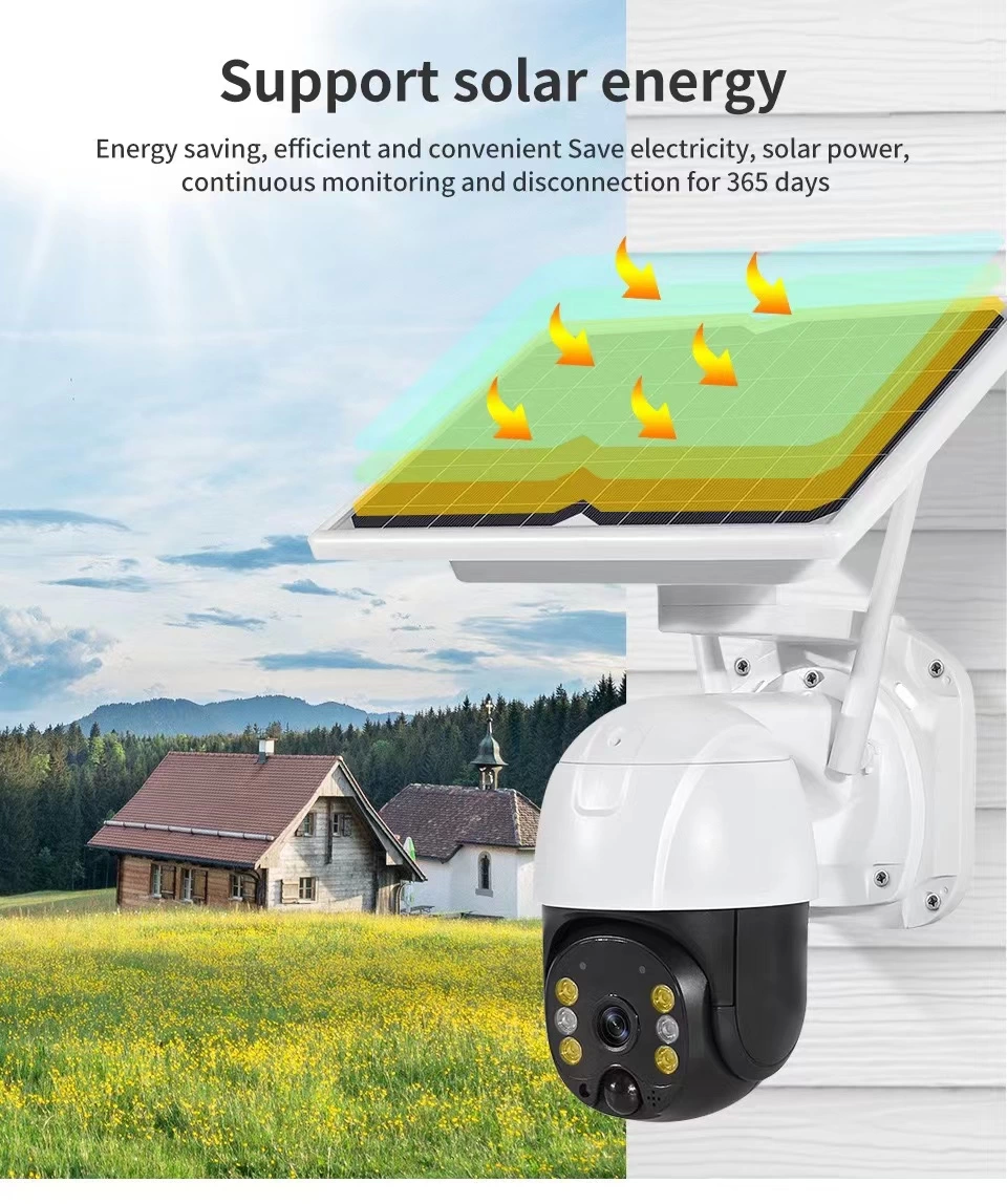 Kablosuz Uygulamalı Gece Görüşlü Solar Güneş Enerjili Kamera Akıllı Dış Mekan Güvenlik Kamerası