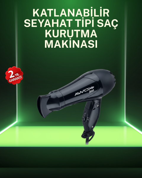 Kompakt Katlanabilir Saç Kurutma Makinesi Ev ve Seyahat Uyumlu